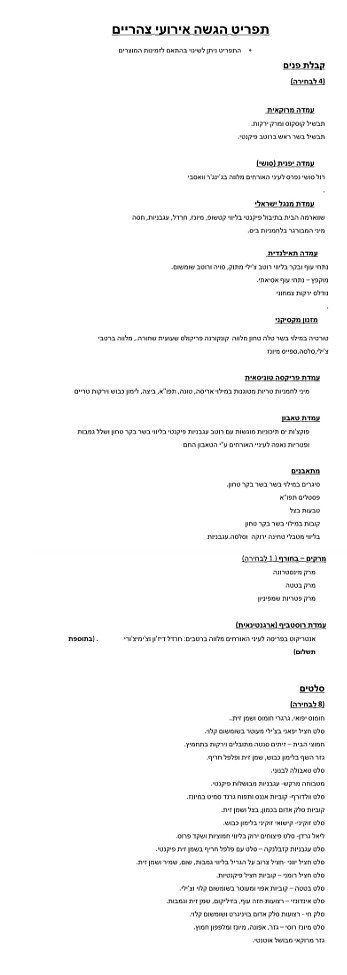 תפריט צהריים